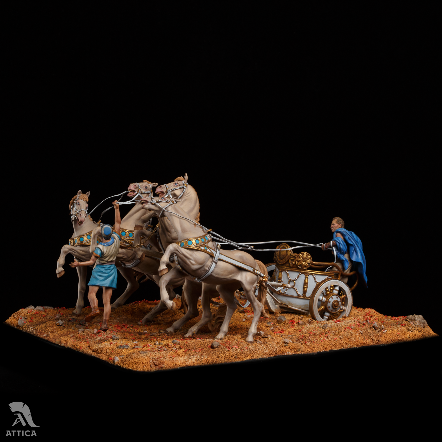 Quadriga Roman Racing Chariot Painted Toy Soldier Art Quality