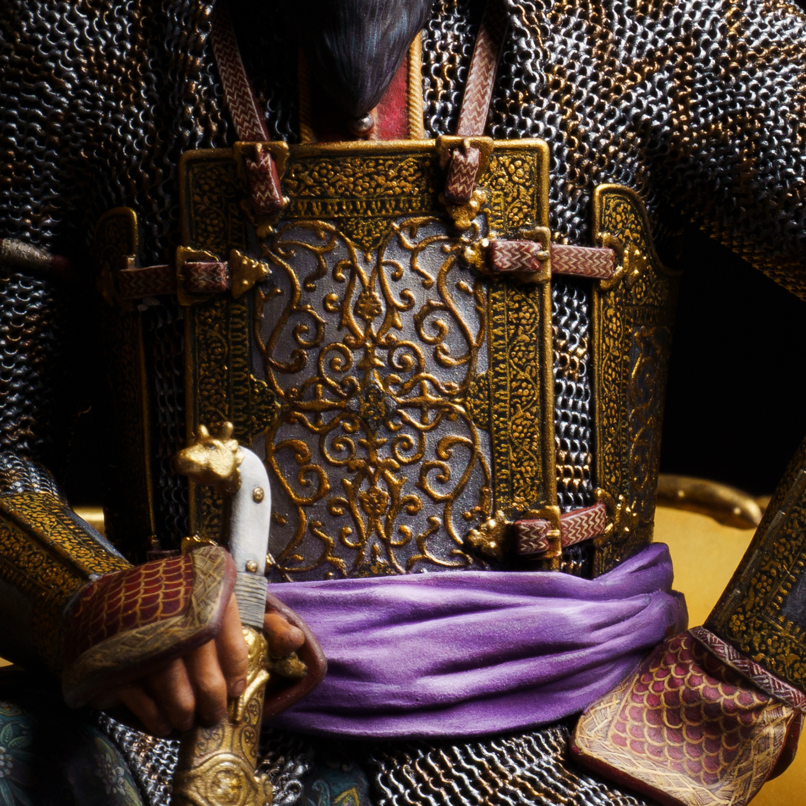 The raised central ornament was recreated in sculpture, while the border pattern was painted entirely by hand.