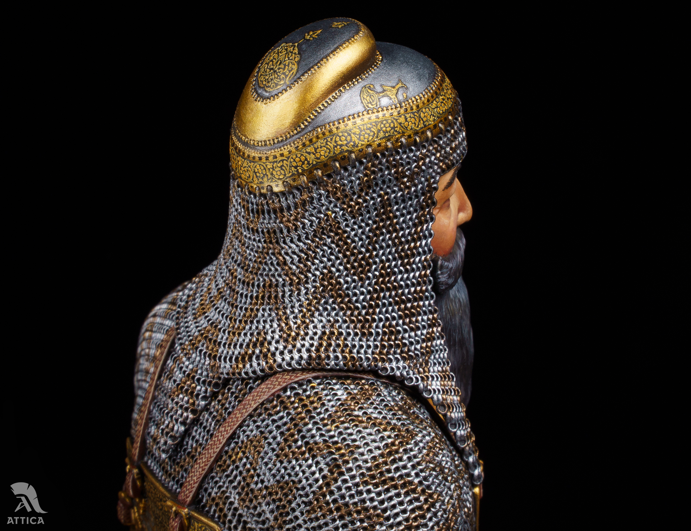 Turban helmet and patterned mail close-up of Maharaja Ranjit Singh miniature