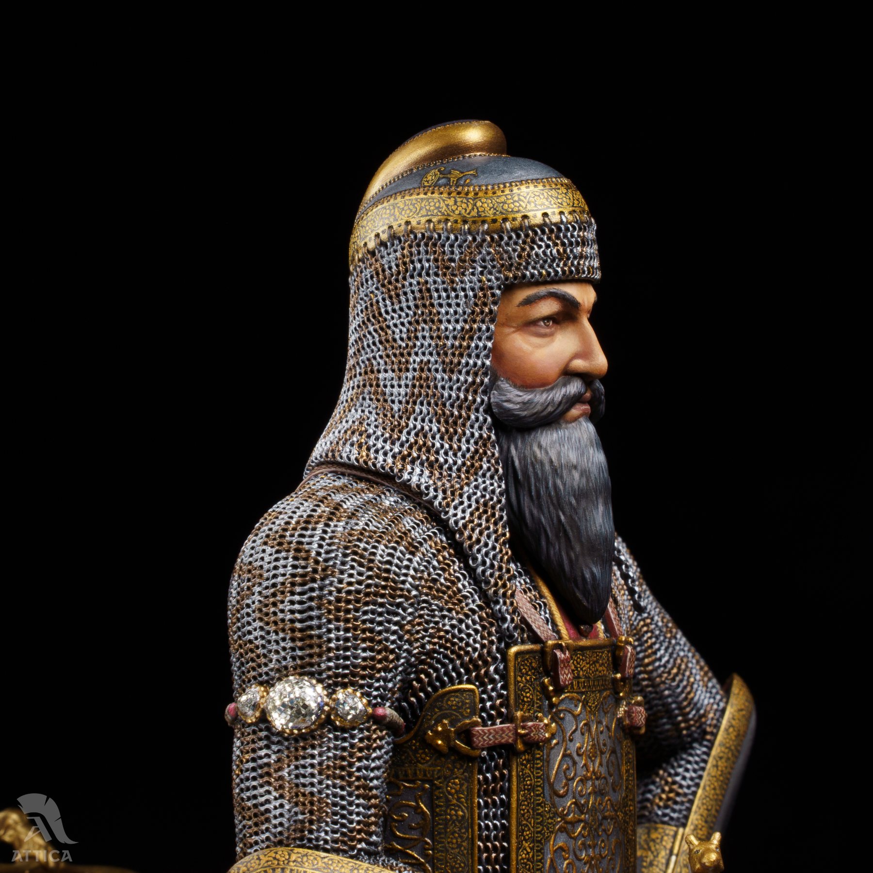 Koh-i-Noor upper arm ornament detail on Maharaja Ranjit Singh miniature