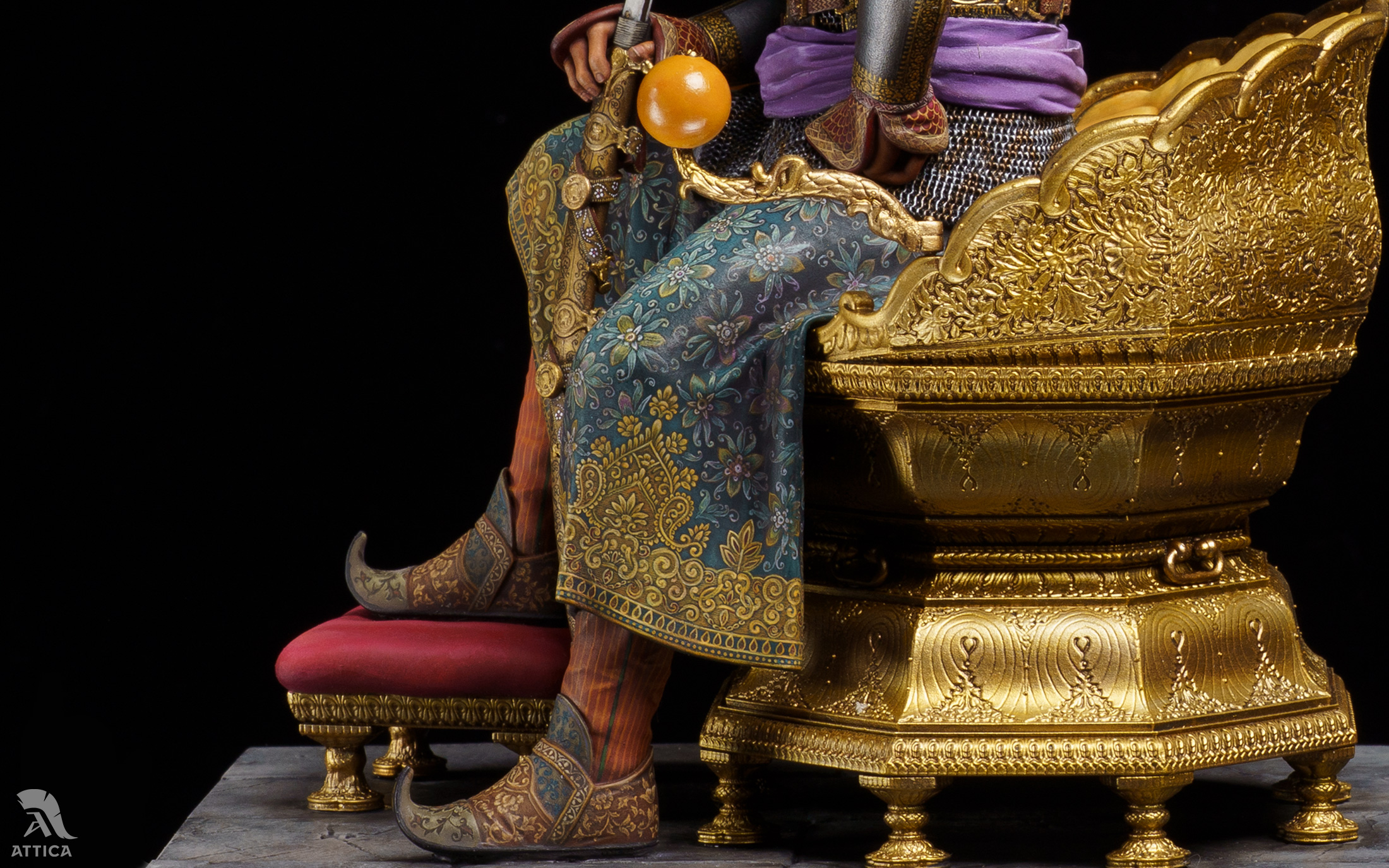 Footwear and textile ornament detail on Maharaja Ranjit Singh miniature